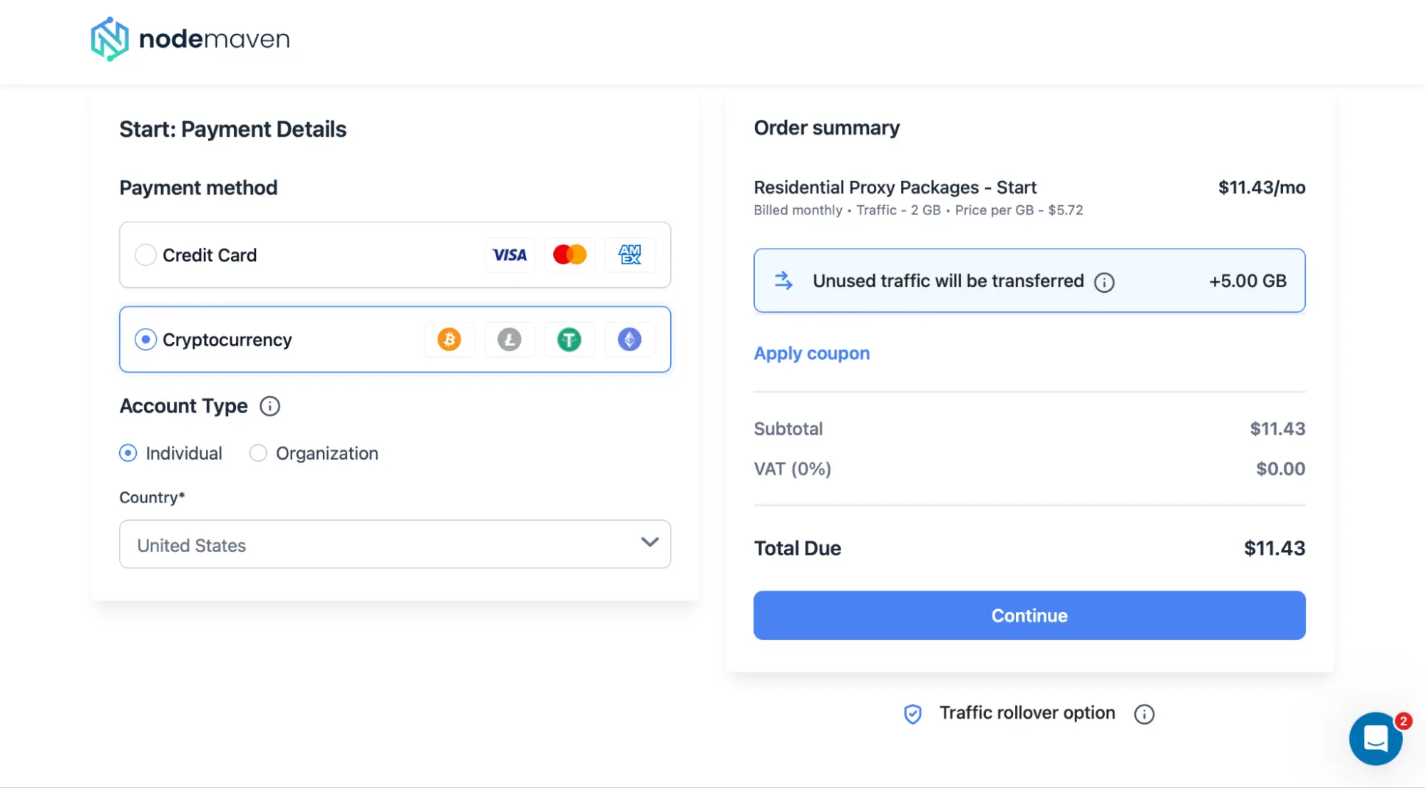 Как пополнить баланс в NodeMaven