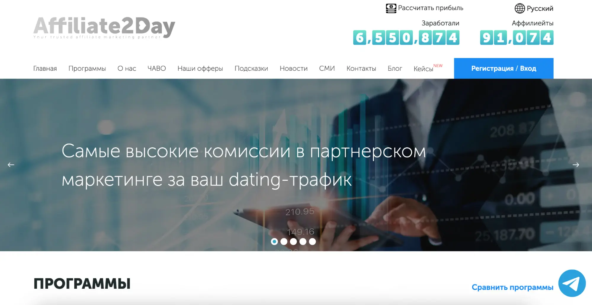 Главная страница Affiliate2Day
